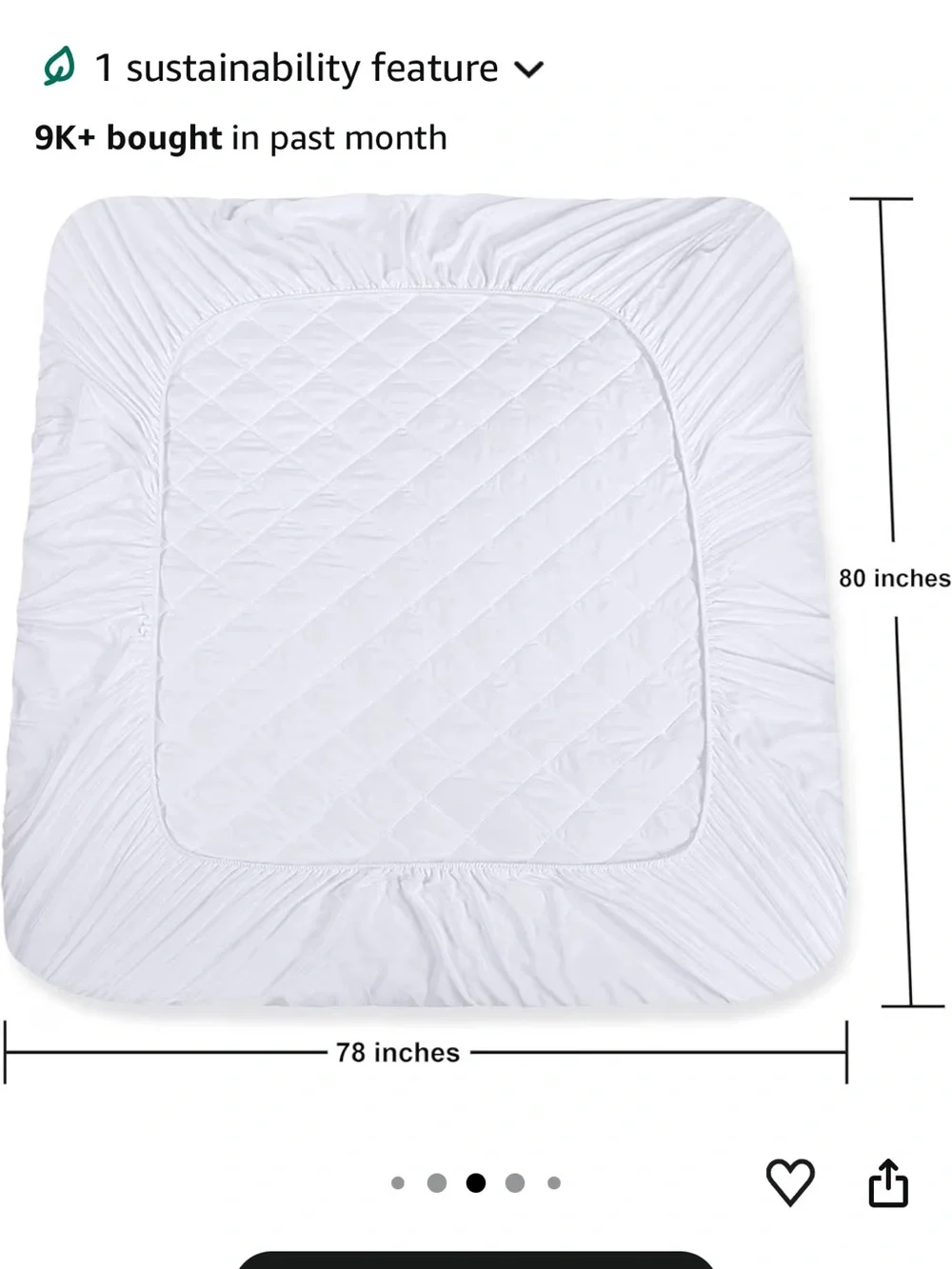 Utopia white Quilted Fitted Mattress Pad, King Mattress Protector Topper